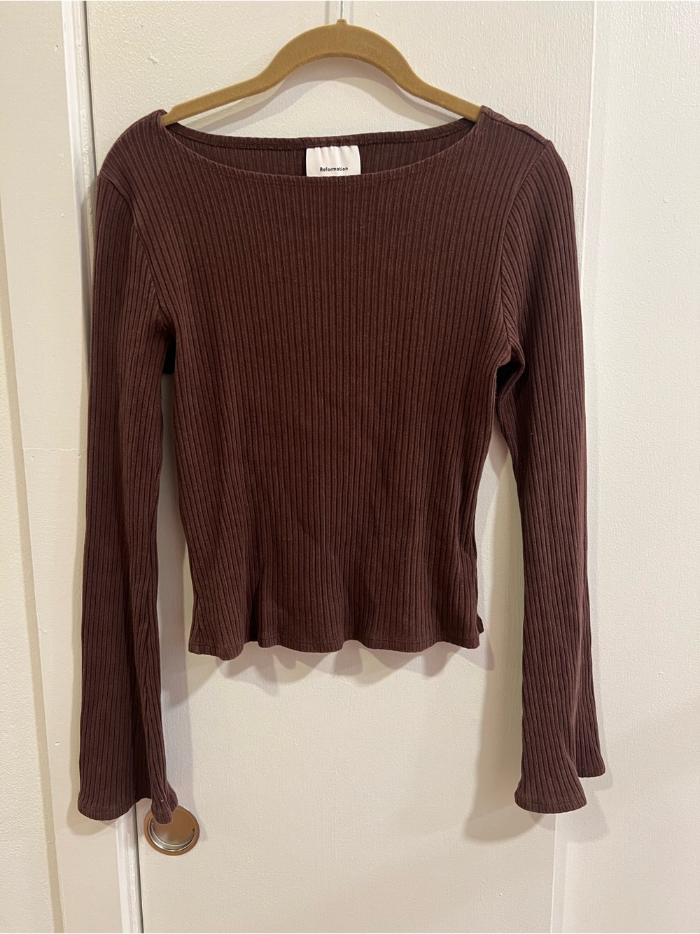 Reformation Ribbed Long-Sleeve Top